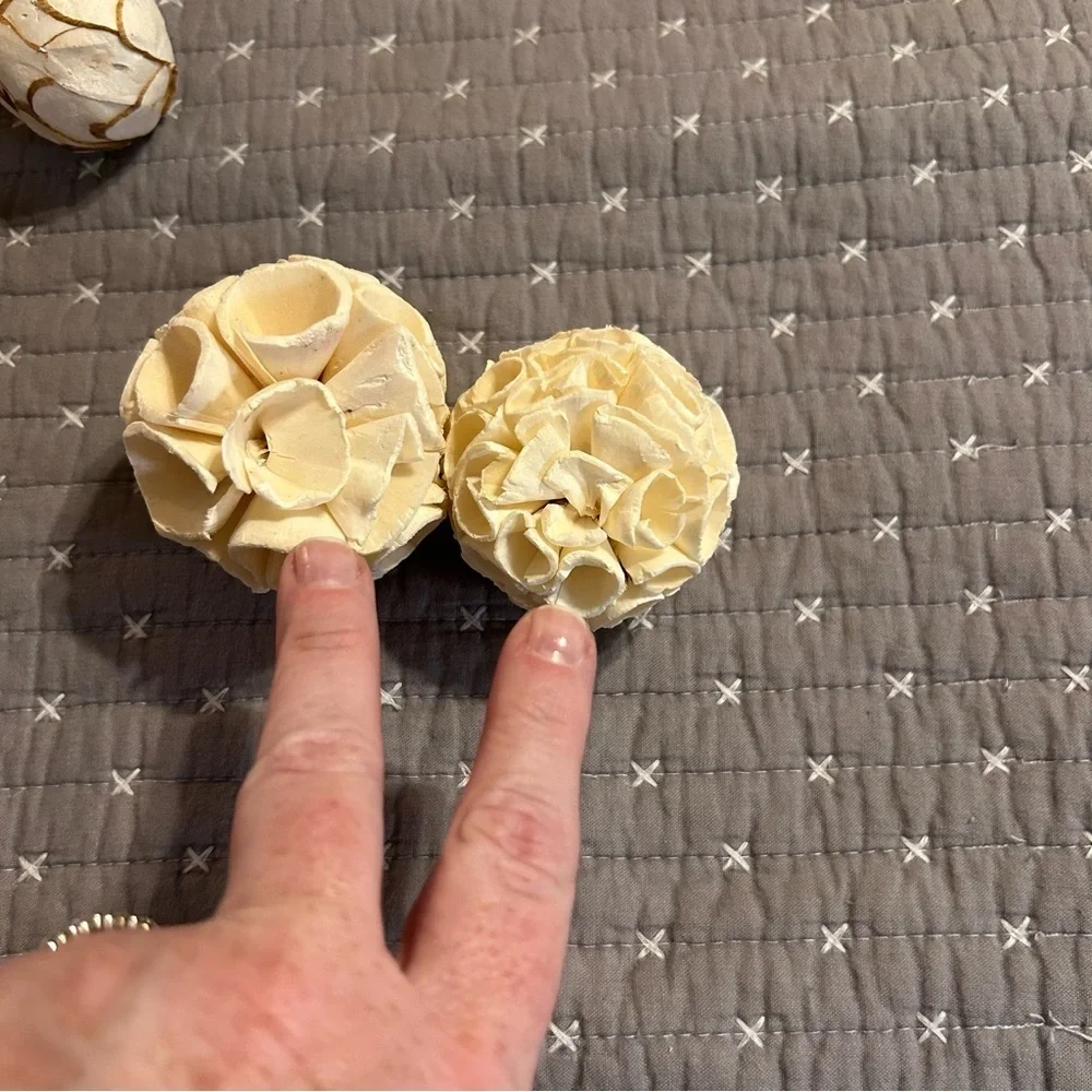 Decorative Natural Textured Spheres and Faux Drift Wood Decor - 7pc Set